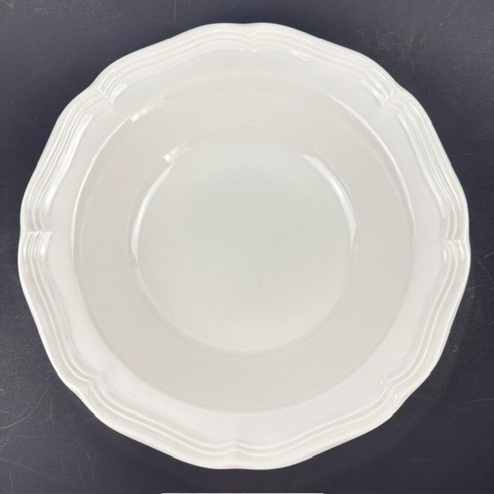 Mikasa French Countryside 9" Round Vegetable Bowl All White, Scalloped Vintage